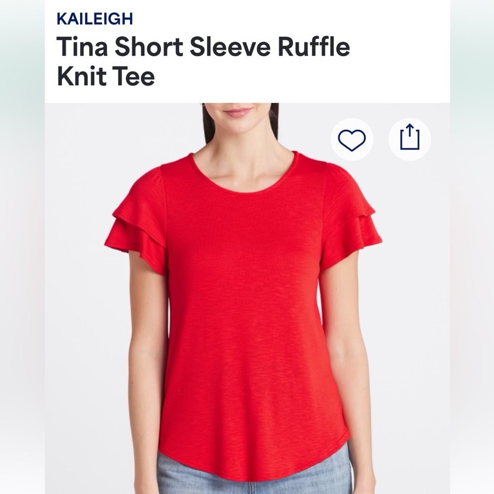 Kaileigh Vibrant Red Ruffle Sleeve Tee